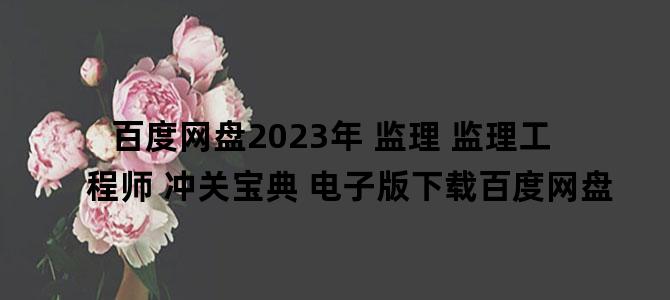 '百度网盘2023年 监理 监理工程师 冲关宝典 电子版下载百度网盘'